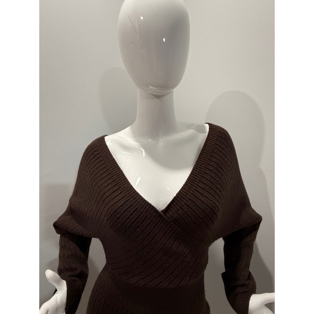 Commense Criss Cross Cinched Sweater Dress Brown size XS - Picture 5 of 8